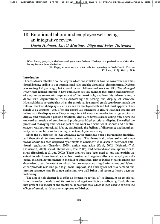 (PDF) Emotional labor and employee well-being: An integrative review