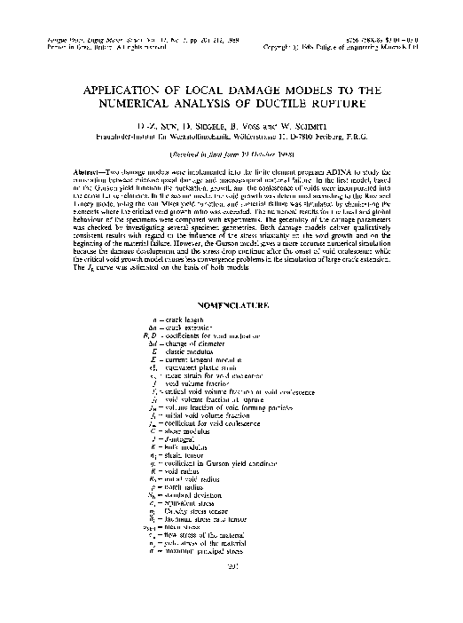 (PDF) Application of Local Damage Models to the Numerical Analysis of ...