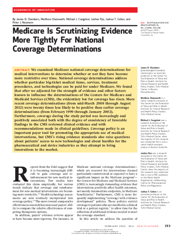 (PDF) Medicare is scrutinizing evidence more tightly for national ...