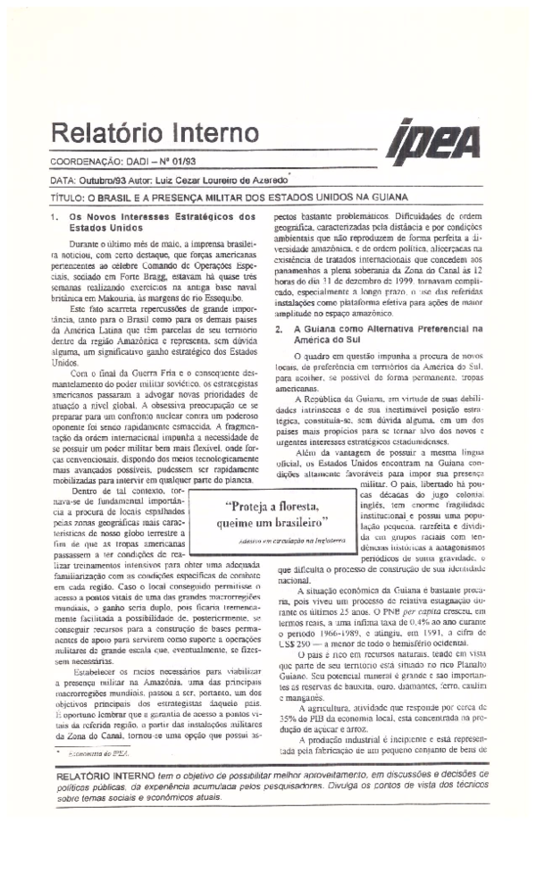 O Brasil e a presença militar dos Estados Unidos na Guiana