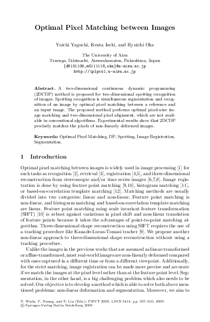 (PDF) Optimal Pixel Matching between Images