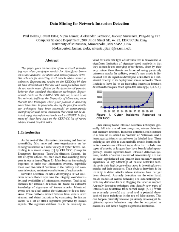 (PDF) Data Mining for Network Intrusion Detection