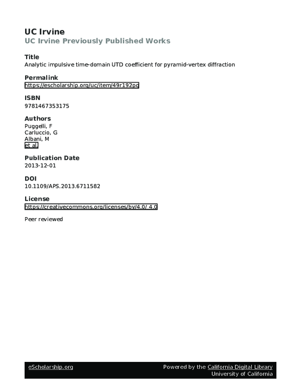 (PDF) Analytic impulsive time-domain UTD coefficient for pyramid-vertex ...