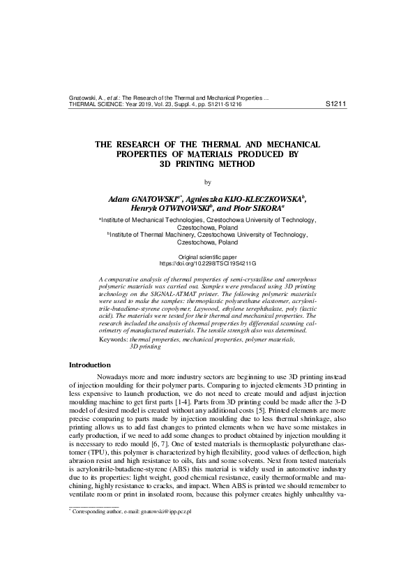 (PDF) The research of the thermal and mechanical properties of ...