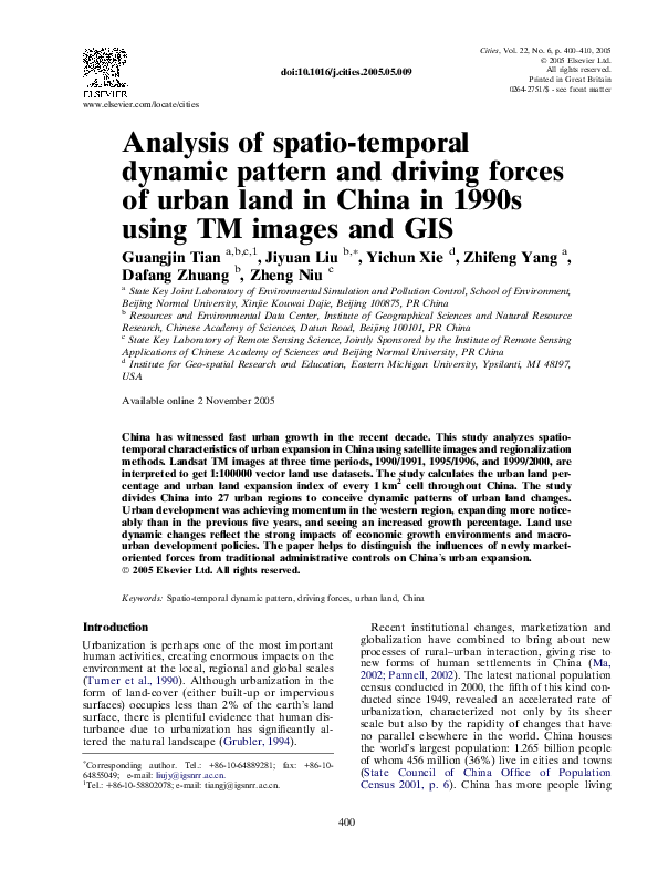 (PDF) Analysis of spatio-temporal dynamic pattern and driving forces of ...