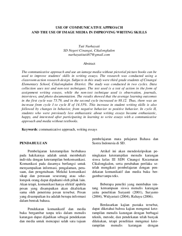 (PDF) Use of Communicative Approach and the Use of Image Media in ...