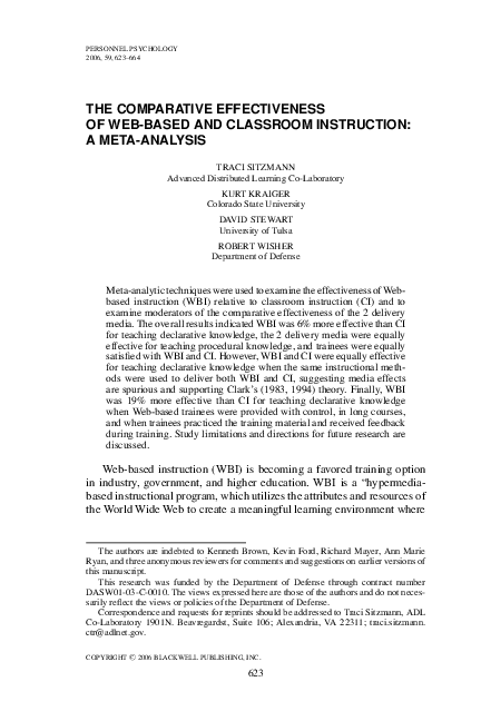 (PDF) The Comparative Effectiveness of Web‐Based and Classroom ...