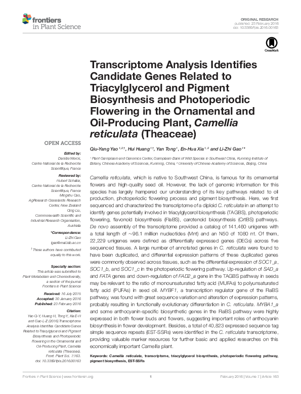 (PDF) Transcriptome Analysis Identifies Candidate Genes Related to ...