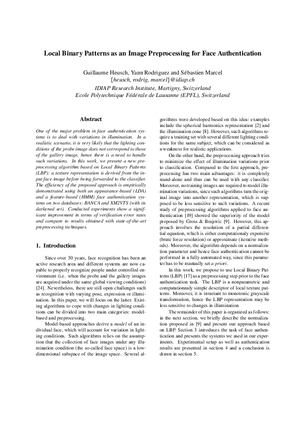 (PDF) Local binary patterns as an image preprocessing for face ...