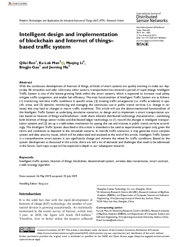 (PDF) Intelligent design and implementation of blockchain and Internet ...