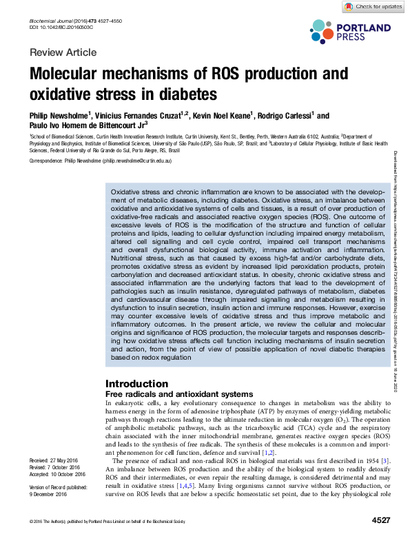 (PDF) Molecular mechanisms of ROS production and oxidative stress in ...