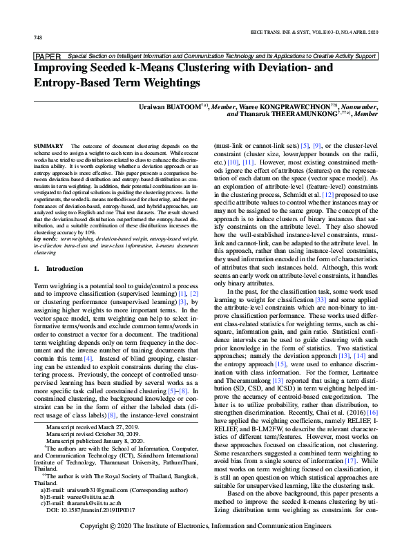 (PDF) Improving Seeded k-Means Clustering with Deviation- and Entropy ...