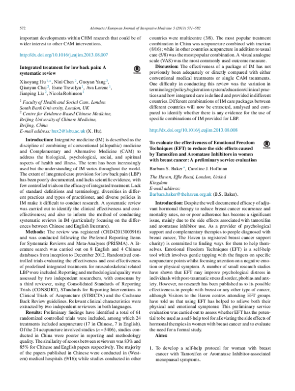 (PDF) Integrated treatment for low back pain: A systematic review