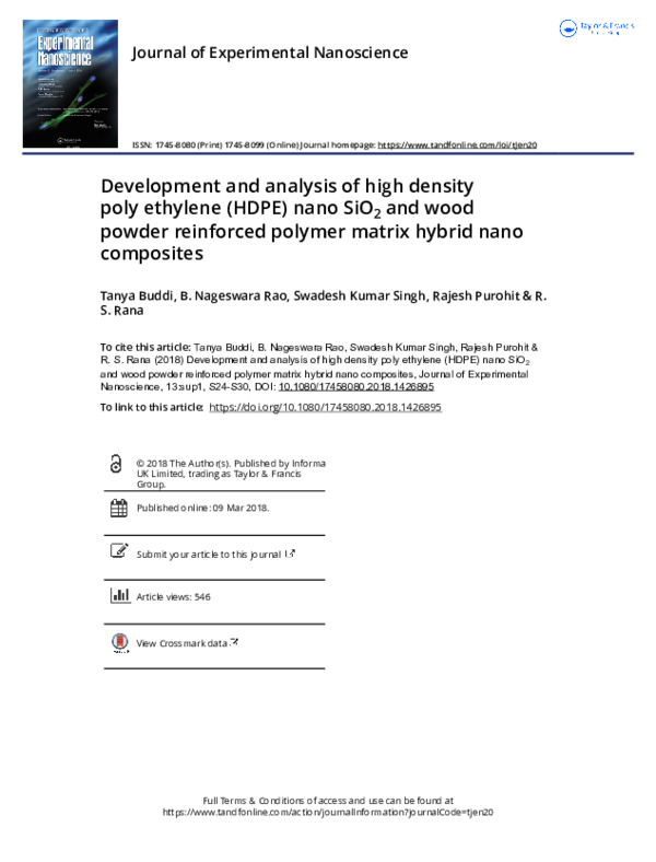 (PDF) Development and analysis of high density poly ethylene (HDPE ...
