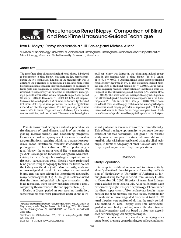 Pdf Percutaneous Renal Biopsy Comparison Of Blind And Real Time Pdf Percutaneous Renal Biopsy Comparison Of Blind And Real Time