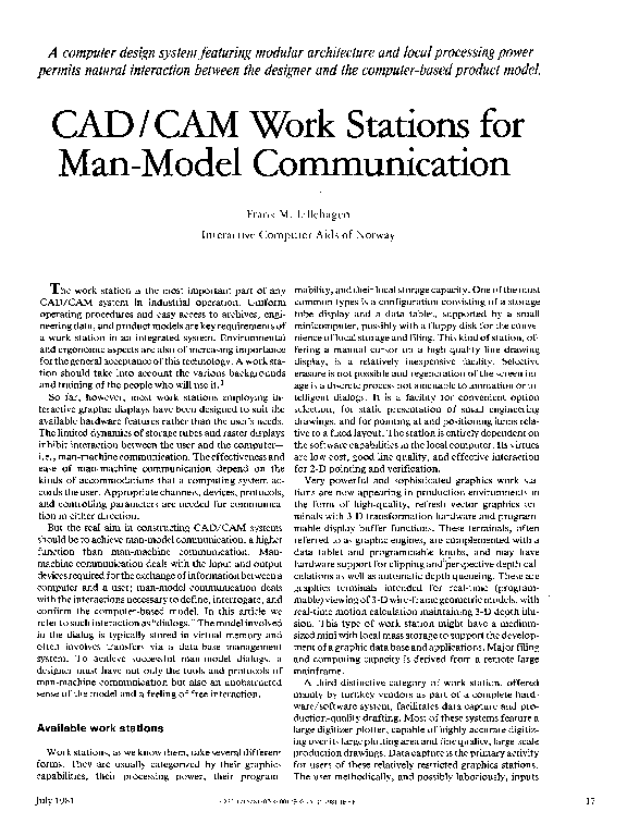 (PDF) CAD/CAM Work Stations for Man-Model Communication