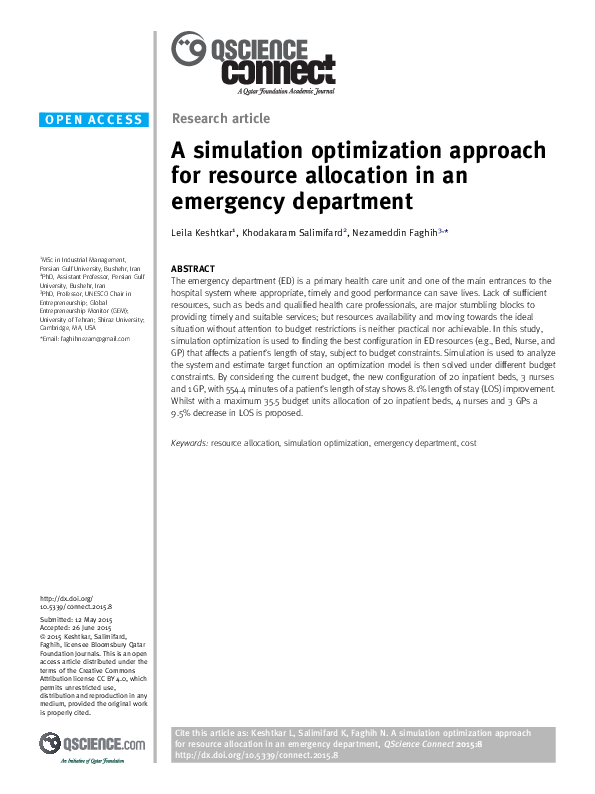 (PDF) A simulation optimization approach for resource allocation in an ...
