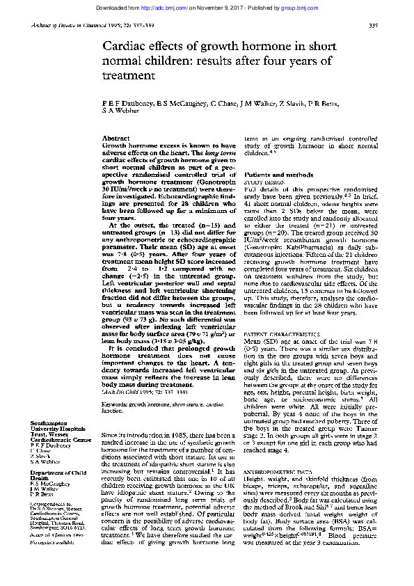 (PDF) Cardiac effects of growth hormone in short normal children ...