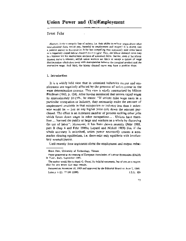 (PDF) Union Power and (Un)Employment