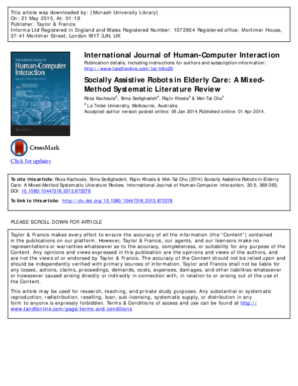 (PDF) Socially Assistive Robots in Elderly Care: A Mixed-Method ...