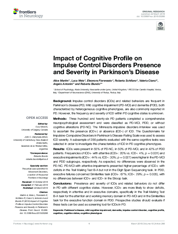 chi PDF) Impact of Cognitive Profile on Impulse Control
