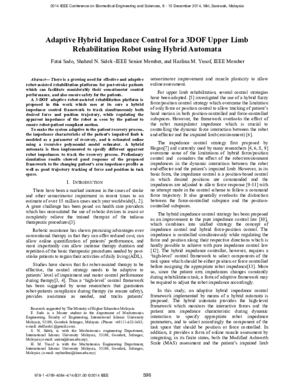 (PDF) Adaptive hybrid impedance control for a 3DOF upper limb ...
