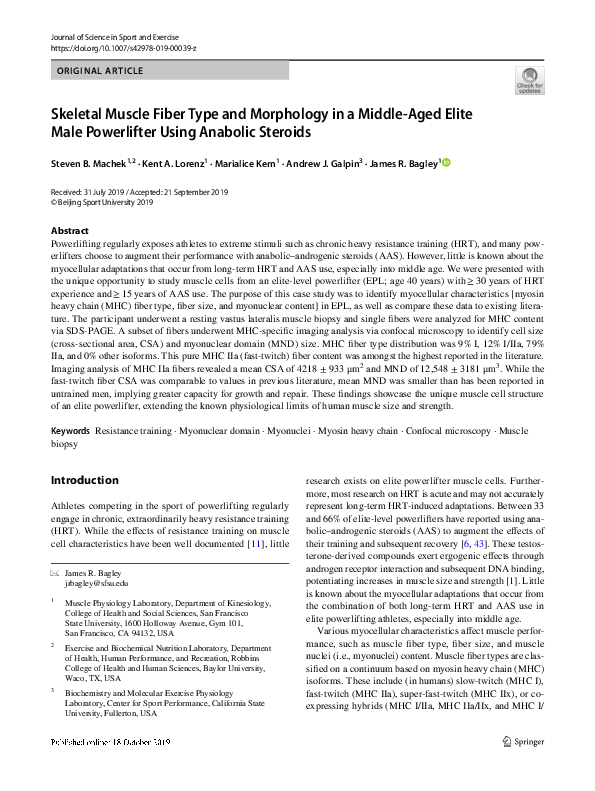 (PDF) Skeletal Muscle Fiber Type and Morphology in a Middle-Aged Elite ...