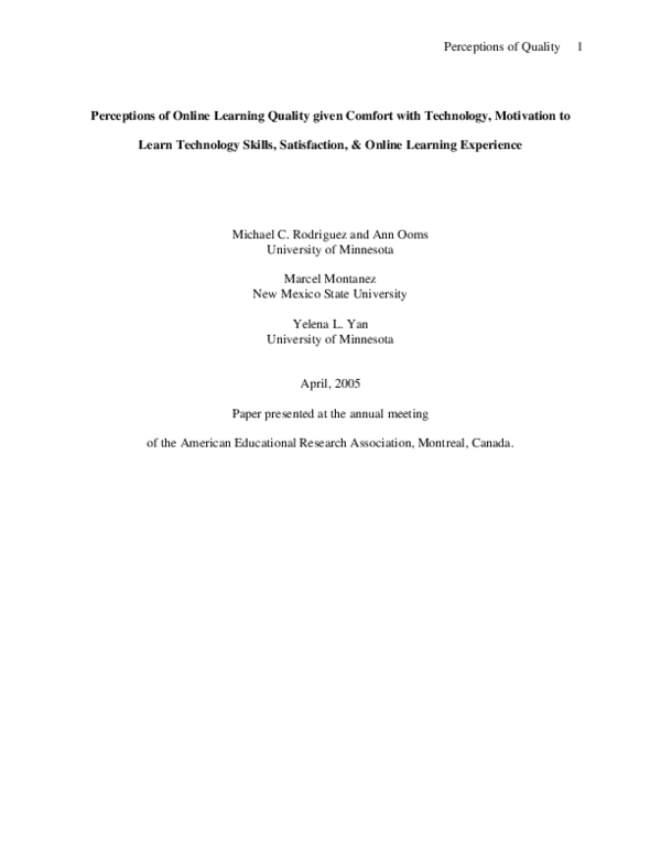 (PDF) Perceptions of Quality 1 Perceptions of Online Learning Quality ...