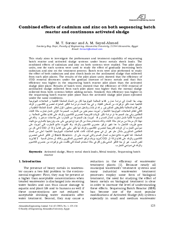 (PDF) Combined Effects of Cadmium and Zinc on both Sequencing Batch ...