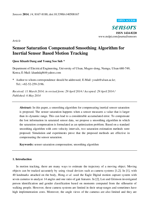 (PDF) Sensor Saturation Compensated Smoothing Algorithm for Inertial ...