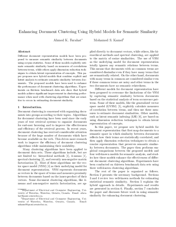 (PDF) Enhancing document clustering using hybrid models for semantic ...