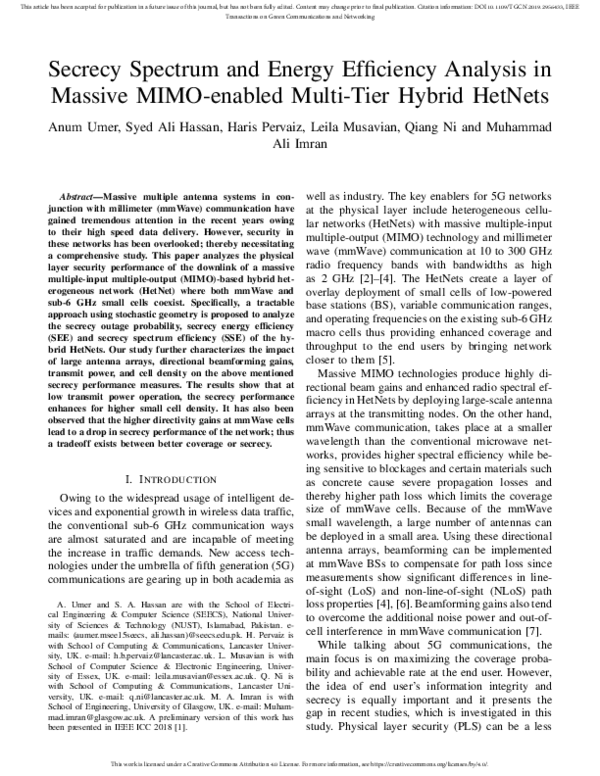 (PDF) Secrecy Spectrum and Energy Efficiency Analysis in Massive MIMO ...