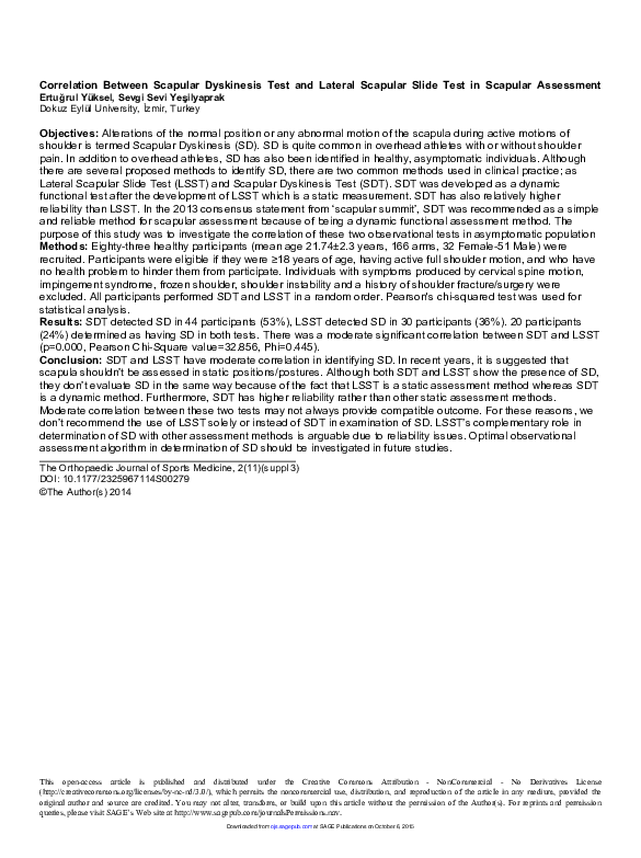 (PDF) Correlation Between Scapular Dyskinesis Test and Lateral Scapular ...