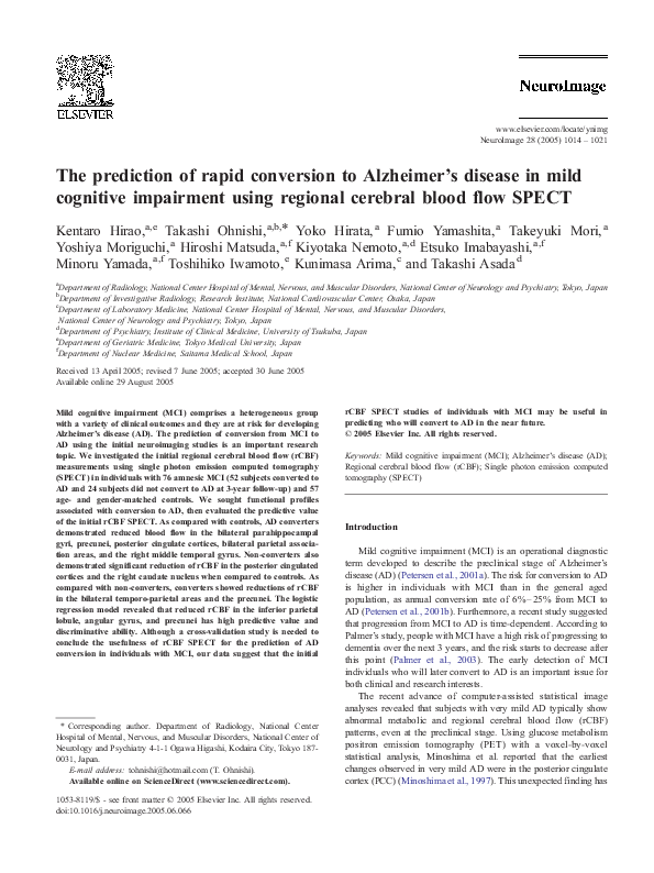 (PDF) The prediction of rapid conversion to Alzheimer's disease in mild ...