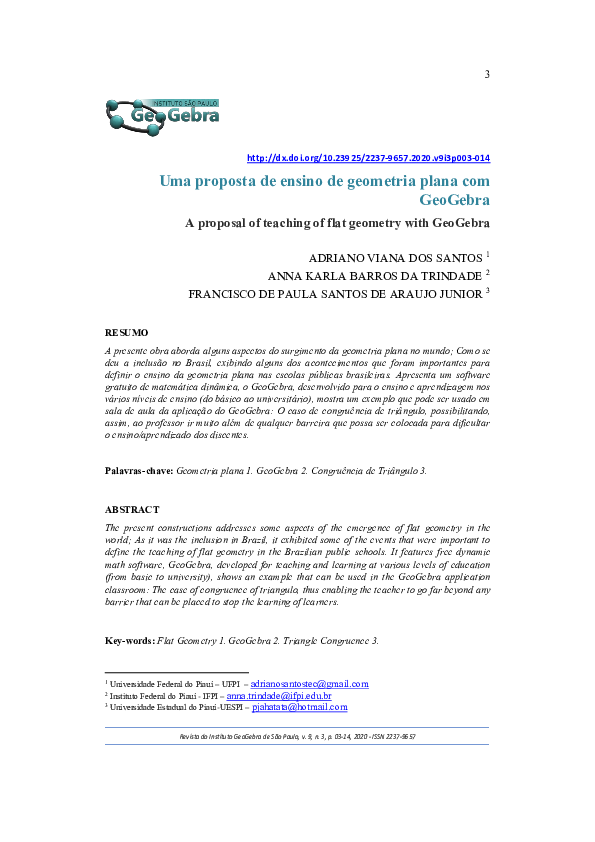 (PDF) Uma Proposta de Ensino de Geometria Plana com GeoGebra A proposal ...