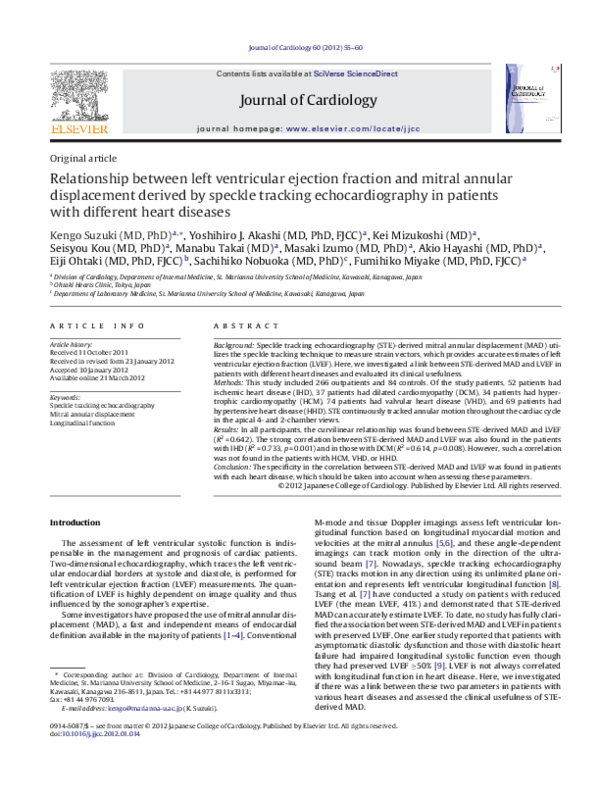 (PDF) Relationship between left ventricular ejection fraction and ...