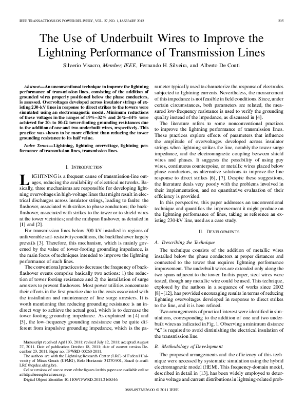 (PDF) The Use of Underbuilt Wires to Improve the Lightning Performance ...