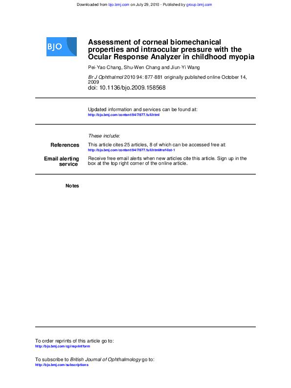 (PDF) Assessment of corneal biomechanical properties and their ...