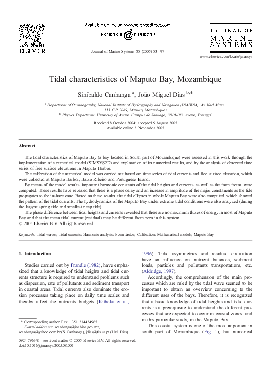 (PDF) Tidal Characteristics of Maputo Bay, Mozambique