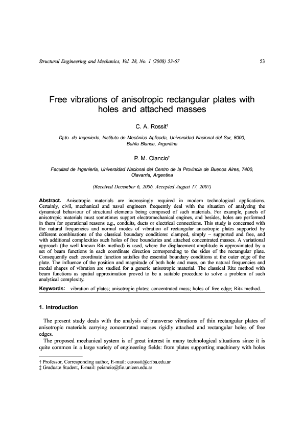 (PDF) Free vibrations of anisotropic rectangular plates with holes and ...