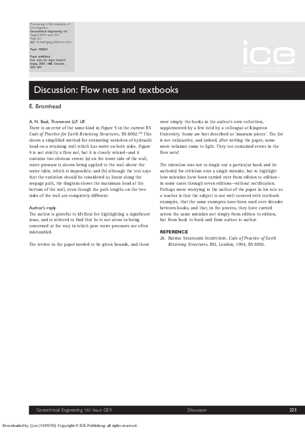 (PDF) Discussion: Flow nets and textbooks