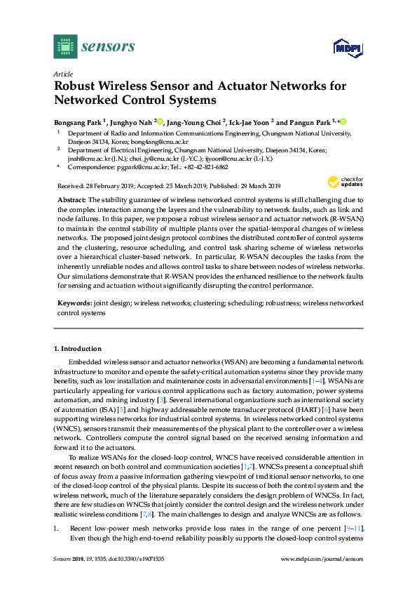 (PDF) Robust Wireless Sensor and Actuator Networks for Networked ...