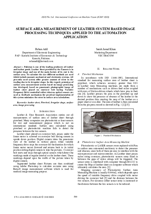 (PDF) Surface Area Measurement of Leather System Based Image Processing ...