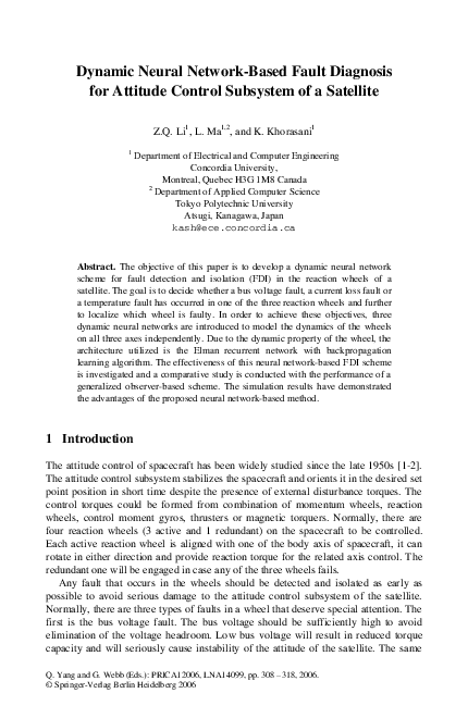 (PDF) Dynamic neural network-based fault diagnosis for attitude control ...