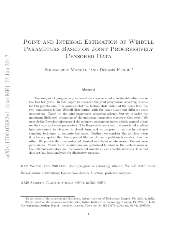 (PDF) Point and Interval Estimation of Weibull Parameters Based on ...