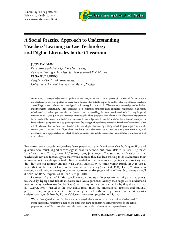 (PDF) A Social Practice Approach to Understanding Teachers' Learning to ...