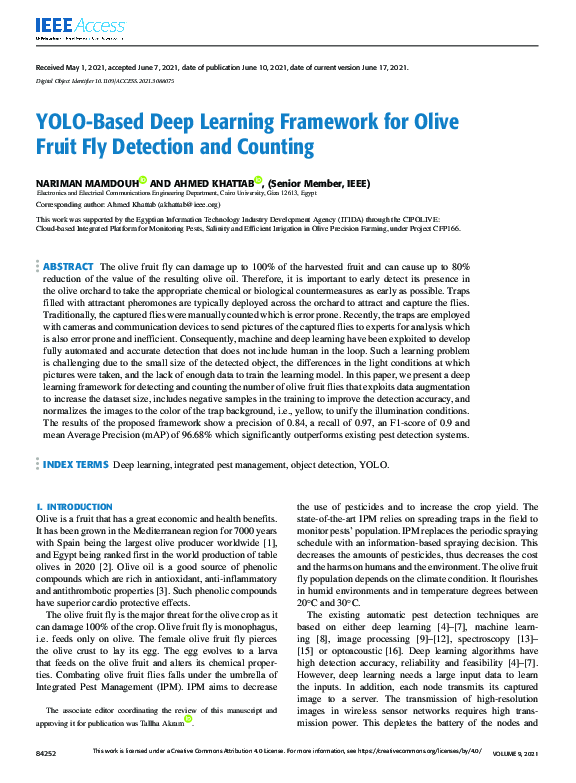 (PDF) YOLO-Based Deep Learning Framework for Olive Fruit Fly Detection ...