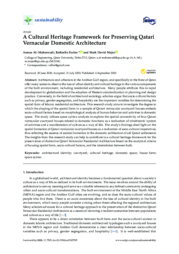 (PDF) A Cultural Heritage Framework for Preserving Qatari Vernacular ...