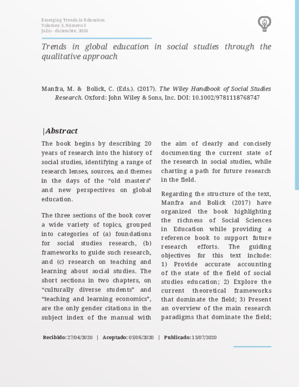 (PDF) Trends in global education in social studies through the ...