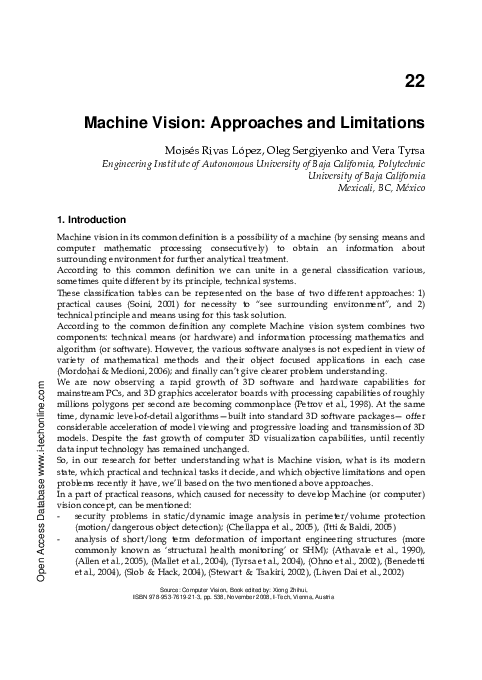 (PDF) Machine Vision: Approaches and Limitations